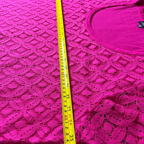 Jones New York Signature Woman 3X Fuschia Lined Lace Shirt - Picture 8 of 10